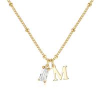 TINGN Collier avec pierre de naissance initiale pour femmes et filles - Plaqué or 14 carats - Collier avec pendentif initiale A-Z de 12 mois pour femme - Cadeau d'anniversaire personnalisé pour femme