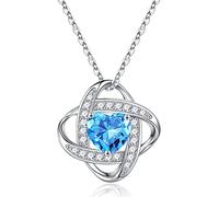 TINGN Collier avec pierre de naissance pour femme - Collier en argent sterling 925 avec nœud d'amour, pierre de naissance, cadeau d'anniversaire, de Noël, cadeau pour elle, épouse, petite amie, sœur