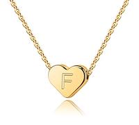 TINGN Collier Coeur Lettre Bijoux pour Femme - Initiale en Or Délicat pour Adolescentes - Alphabet Collier en Forme de Coeur (F)
