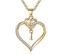 TINGN Collier Coeur Plaqué Or 14 Carats pour Femme - Pendentif Lettre I - Bijoux Cadeaux pour Adolescentes et Filles