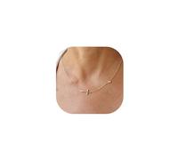 TINGN Collier Croix Or 14 Carats Diamant Personnalisé pour Femme
