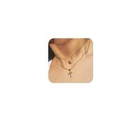 TINGN Collier Croix Or 14 Carats Personnalisé Diamant pour Femme, Idée Cadeau Anniversaire