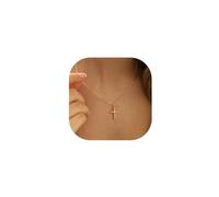 TINGN Collier Croix Or Femme, Plaqué Or 14 Carats Collier Croix en Couches Collier Pendentif Croix Collier Croix en Or pour Femme Collier Femme Fille Cadeau D'anniversaire Cadeau Femme Filles Bijoux