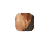 TingN Collier Croix Platée 14 Carats - Ras du Cou Petite Croix Latérale pour Femme et Fille - Bijoux Cadeau