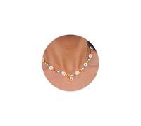 TINGN Collier de perles colorées avec lettres dorées, chaîne de fleurs pour fille, chaîne bohème, bijoux dorés, lettres de A à Z, cadeau pour adolescentes, cadeaux pour femmes et enfants, Laiton