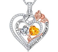 TINGN Collier en argent sterling 925 avec double pierre de naissance - Cadeau d'anniversaire de mariage de Noël pour femme, petite amie, sœur, maman, fille, Argent sterling