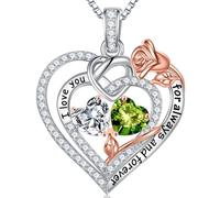TINGN Collier en argent sterling 925 avec double pierre de naissance - Cadeau d'anniversaire de mariage de Noël pour femme, petite amie, sœur, maman, fille, Argent sterling