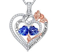 TINGN Collier en argent sterling 925 avec double pierre de naissance - Cadeau d'anniversaire de mariage de Noël pour femme, petite amie, sœur, maman, fille, Argent sterling