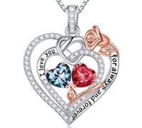 TINGN Collier en argent sterling 925 avec double pierre de naissance - Cadeau d'anniversaire de mariage de Noël pour femme, petite amie, sœur, maman, fille, Argent sterling