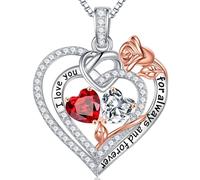 TINGN Collier en argent sterling 925 avec double pierre de naissance - Cadeau d'anniversaire de mariage de Noël pour femme, petite amie, sœur, maman, fille, Argent sterling