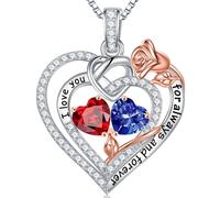 TINGN Collier en argent sterling 925 avec double pierre de naissance - Cadeau d'anniversaire de mariage de Noël pour femme, petite amie, sœur, maman, fille, Argent sterling