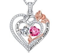 TINGN Collier en argent sterling 925 avec double pierre de naissance - Cadeau d'anniversaire de mariage de Noël pour femme, petite amie, sœur, maman, fille, Argent sterling