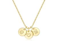 TINGN Collier en Or pour Femme - Collier en Or 14K Plaqué Or avec Pendentif en Forme de Cœur, Chaîne à Double Lettres avec Lettres A-Z, Monogrammée, Personnalisée, Cadeau pour Femme, Maman, Amie