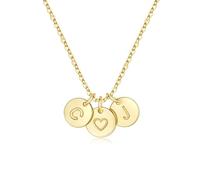 TINGN Collier en Or pour Femme - Collier en Or 14K Plaqué Or avec Pendentif en Forme de Cœur, Chaîne à Double Lettres avec Lettres A-Z, Monogrammée, Personnalisée, Cadeau pour Femme, Maman, Amie