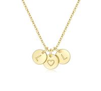 TINGN Collier en Or pour Femme - Collier en Or 14K Plaqué Or avec Pendentif en Forme de Cœur, Double Chaîne de Lettres avec Lettres A-Z, Monogrammées, Personnalisées, Cadeaux pour Femmes, Maman, Amie