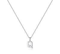 TINGN Collier Femme d'initiation S925 Argent Sterling, Dainty Hypoallergénique Collier d'initiation Cursive Petite Lettre Pendentif d'initiation s925 Argent Sterling Collier pour Adolescentes (Q)