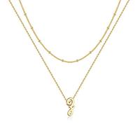 TINGN Collier Femme Or Lettre Collier, Plaquée Or 14 Carats Collier Initiale avec Pendentif Collier Double Personnalisé Collier Femme Or Collier Lettre Z pour Femme Idee Cadeau Femme Fille Bijoux