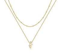 TINGN Collier Femme Or, Plaqué Or 14 Carats Collier Avec Pendentif Chaîne Or Femmes Initiale F Collier Fille Bijoux Femme Cadeaux Personnalisés pour Femme Petite Amie Filles Lettre Chaîne Femme Cadeau