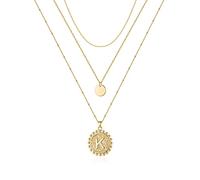 TINGN Collier initial en couches d'or pour femme, collier d'étranglement de disque 14 carats plaqué or pendentif lettres pièces initiales collier en couches Collier tendance Cadeau de bijoux pour