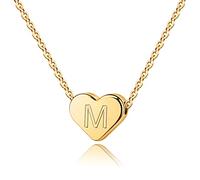 TINGN Collier Lettre Coeur Bijoux Femme, Coeur Plaqué Or 14K Collier Initial pour Femmes Collier Délicat pour Femmes Filles Alphabet Initiale Collier pour Filles Collier Lettre Coeur Bijoux Femme(M)