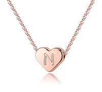 TINGN Collier Lettre Coeur pour Femme Bijoux, Collier Lettre Coeur pour Femmes Collier Initiale Coeur Initiale Collier pour Enfants Bijoux pour Filles Collier Lettre Coeur pour Femme Bijoux(N)