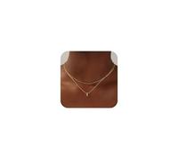 TINGN Collier Or 14 Carats avec Pendentif Chaîne Femme Initiale L Collier Fille Bijoux Cadeaux Personnalisés pour Petite Amie Filles Lettre Chaîne Femme Cadeau