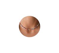 TINGN Collier Personnalisé Perle Lettre Pendentif pour Femmes - Initiale L, Coeur, Bijoux Colorés - Cadeau Anniversaire Femme Fille