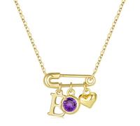 TINGN Colliers avec pierre de naissance initiale pour femmes et filles, plaqué or 14 carats, pendentif cœur initiale trombone pour femmes, bijoux avec pierre de naissance, cadeau de Noël personnalisé