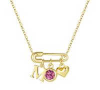 TINGN Colliers avec pierre de naissance initiale pour femmes et filles, plaqué or 14 carats, pendentif cœur initiale trombone pour femmes, bijoux avec pierre de naissance, cadeau de Noël personnalisé