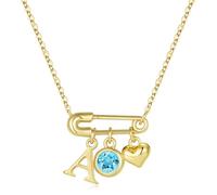 TINGN Colliers avec pierre de naissance initiale pour femmes et filles, plaqué or 14 carats, pendentif cœur initiale trombone pour femmes, bijoux avec pierre de naissance, cadeau de Noël personnalisé