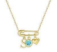 TINGN Colliers avec pierre de naissance initiale pour femmes et filles, plaqué or 14 carats, pendentif cœur initiale trombone pour femmes, bijoux avec pierre de naissance, cadeau de Noël personnalisé