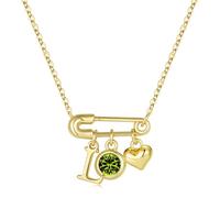 TINGN Colliers avec pierre de naissance initiale pour femmes et filles, plaqué or 14 carats, pendentif cœur initiale trombone pour femmes, bijoux avec pierre de naissance, cadeau de Noël personnalisé