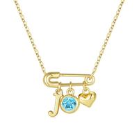 TINGN Colliers avec pierre de naissance initiale pour femmes et filles, plaqué or 14 carats, pendentif cœur initiale trombone pour femmes, bijoux avec pierre de naissance, cadeau de Noël personnalisé
