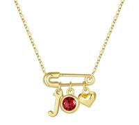 TINGN Colliers avec pierre de naissance initiale pour femmes et filles, plaqué or 14 carats, pendentif cœur initiale trombone pour femmes, bijoux avec pierre de naissance, cadeau de Noël personnalisé