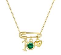 TINGN Colliers avec pierre de naissance initiale pour femmes et filles, plaqué or 14 carats, pendentif cœur initiale trombone pour femmes, bijoux avec pierre de naissance, cadeau de Noël personnalisé