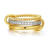 TINGN Ensemble de bagues empilables en plaqué or 14 carats - Hypoallergéniques - Pour femme et homme, 52