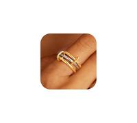 TINGN Ensemble de bagues empilables en plaqué or 14 carats - Hypoallergéniques - Pour femme et homme, 60