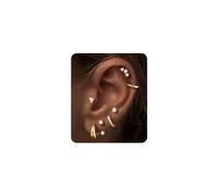 TINGN Ensemble de boucles d'oreilles à dos plat pour femme - Boucles d'oreilles hypoallergéniques en acier chirurgical plaqué or 14 carats pour oreilles sensibles - Petites créoles - Parure tendance