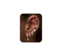 TINGN Ensemble de boucles d'oreilles à dos plat pour femme - Boucles d'oreilles hypoallergéniques en acier chirurgical plaqué or 14 carats pour oreilles sensibles - Petites créoles - Parure tendance