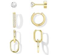 TINGN Huggie - Boucles d'oreilles pendantes pour femme - Hypoallergéniques - Plaqué or 14 carats - Pour oreilles sensibles - Avec chaîne - Boucles d'oreilles créoles en hélix, cartilage - Bijoux de