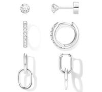 TINGN Huggie - Boucles d'oreilles pendantes pour femme - Hypoallergéniques - Plaqué or 14 carats - Pour oreilles sensibles - Avec chaîne - Boucles d'oreilles créoles en hélix, cartilage - Bijoux de