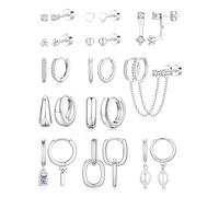 TINGN Lot de 13 paires de petites boucles d'oreilles créoles à tige hypoallergéniques plaquées or avec perles délicates et légères pour femme, Zircone cubique