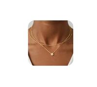 TINGN Lot de 2 chaînes en or plaqué or 14 carats pour femme, Cuivre