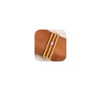 TINGN Lot de 3 bracelets de pierre de naissance plaqué or 14 carats pour femme - 12 pierres de mois - Bracelet extensible - Bracelet empilable - Bijou fantaisie - Cadeau de Saint-Valentin - Cadeau