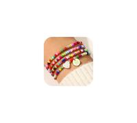 TINGN Lot de 4 bracelets à perles colorées pour femme et fille - Bracelet en forme de cœur avec lettres de A à Z Boho - Fait à la main - Cadeaux personnalisés pour femmes, adolescentes, filles, petite