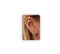 TINGN Lot de 5 paires de petites créoles Huggie pour femme - Plaqué or 14 carats / plaqué argent - Boucles d'oreilles légères pour cartilage - Pour plusieurs piercings - Bijoux tendance, Zircone