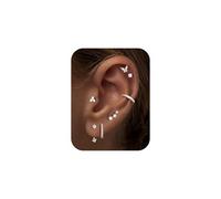 TINGN Lot de 6 paires de boucles d'oreilles hypoallergéniques argentées et dorées pour femme - Plaqué or 14 carats - Petites boucles d'oreilles empilables en oxyde de zirconium - Boucles d'oreilles