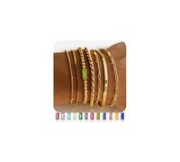 TINGN Lot de 7 bracelets porte-bonheur plaqués or 14 carats pour femme - 12 pierres de mois - Bracelet empilable - Perles en papier - Boîte - Bijoux fantaisie - Cadeaux d'anniversaire pour femmes et