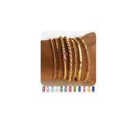TINGN Lot de 7 bracelets porte-bonheur plaqués or 14 carats pour femme - 12 pierres de mois - Bracelet empilable - Perles en papier - Boîte - Bijoux fantaisie - Cadeaux d'anniversaire pour femmes et