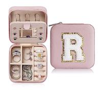 TINGN Petite Boîte à Bijoux de Voyage pour Fille | Lettres R Rose